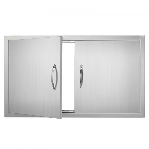 Vevor Grill-zugangstür, 915 X 533 X 46 Mm, Doppelte Außenküchentür, Flächenbündig Montierte Edelstahltür, Vertikale Wandtür Mit Griffen, Für Grillinsel, Grillstation, Außenschrank Usw.