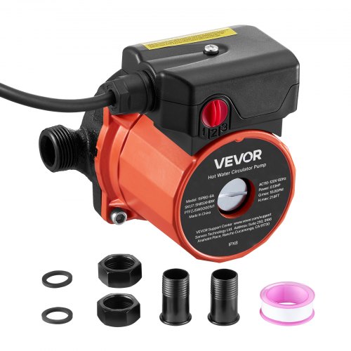 VEVOR Umwälzpumpe, 38 LPM, Umwälzpumpensystem mit sofortiger Zirkulation, 3-Gang-Steuerung, 100 W, AC 220–240 V, G3/4 Zoll auf G1/2 Zoll Adapter, Edelstahlkopf, für Warmwasserbereitersystem