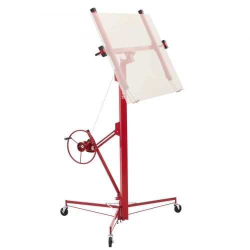 VEVOR Plattenheber bis max. 68 kg, 4877 mm Höhe, Gipskartonheber mit verstellbarem Teleskoparm, Rigipsplatten, Trockenbau-Heber, Panelheber, Hebezeug, Werkzeuge, für Decken- & Wandmontage (Rot)