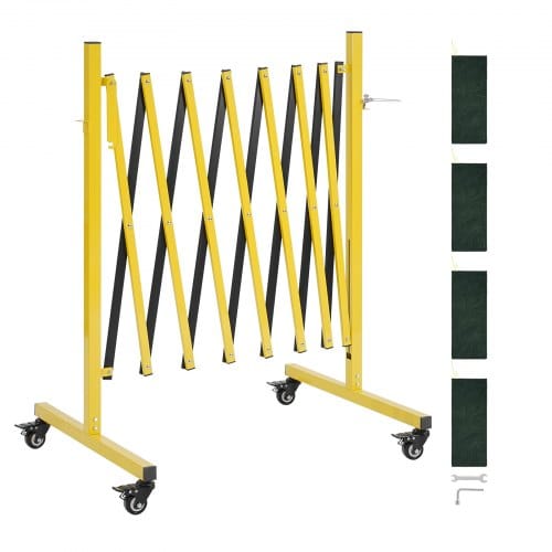 VEVOR Scherengitter Ausziehbar Absperrgitter mit Feststellbaren Rollen Scherensperre Max. 3,82 m Verstellbar, Outdoor Mobiles Schutzgitter für Warnwirkung Metallbarrikade für Außenbereich & Industrie