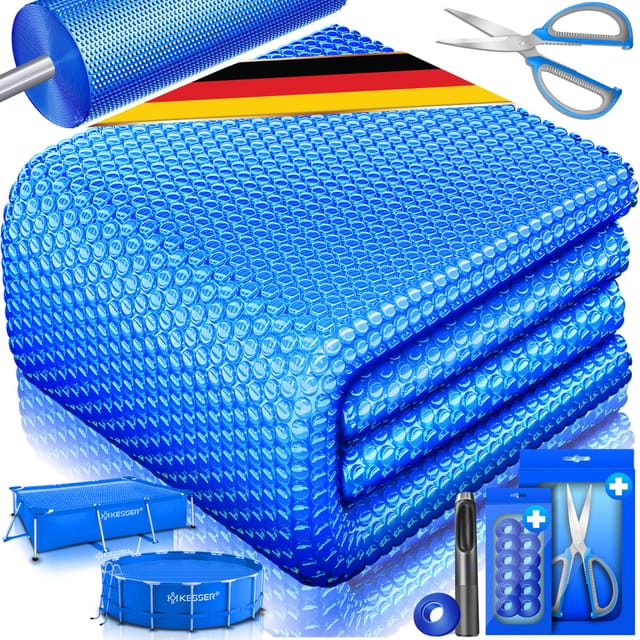 Kesser® Pool-solarfolie 400 Μm, Zuschneidbar, Mit 12 Ösen - Blau, Ø 488 Cm