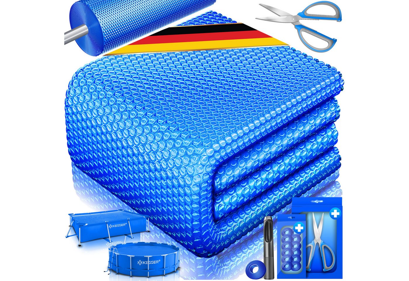 Kesser® Pool-solarfolie 400 Μm, Zuschneidbar, Mit 12 Ösen - Blau, 260 X 160 Cm Bild 2