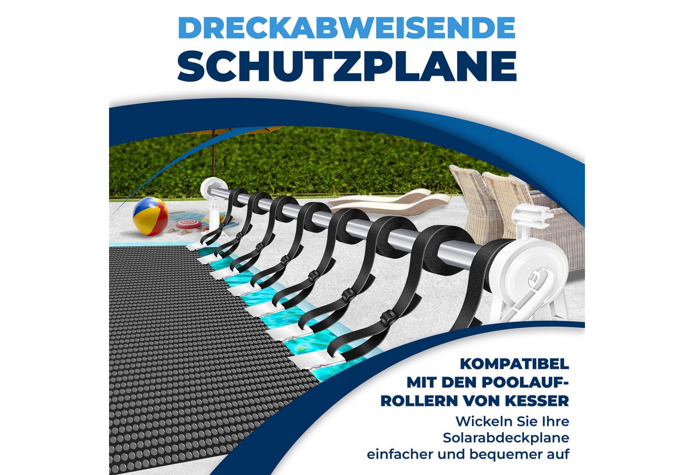 Kesser® Pool-solarfolie 400 Μm, Zuschneidbar - Schwarz, 260 X 160 Cm