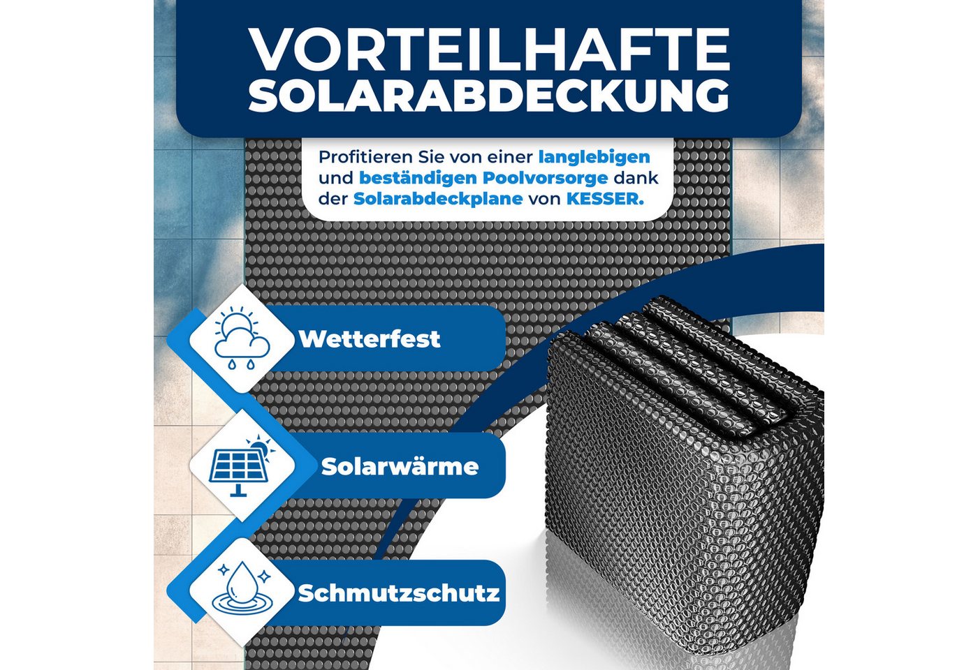 Kesser® Pool-solarfolie 400 Μm, Zuschneidbar - Schwarz, 260 X 160 Cm Bild 3
