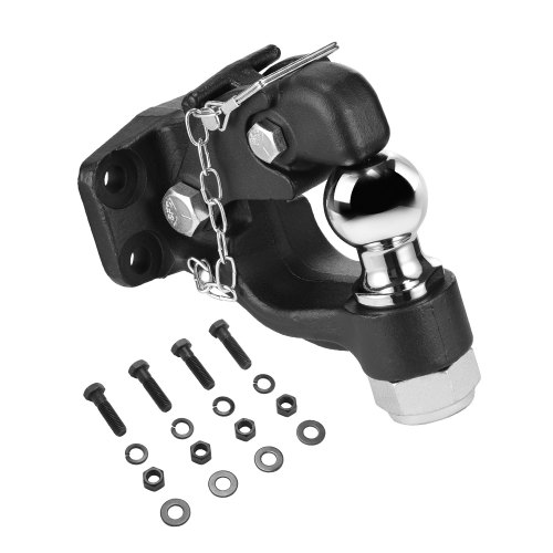VEVOR Anhängerkupplung 9T Anhängelast, Anhängerkupplungs-Empfängerhaken-Kombination, 50,8mm Anhängerkupplungskugel, passend für 63,5-76,2mm Lünettenringe mit Montagesatz, schwarze Pulverbeschichtung