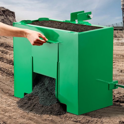 VEVOR Anhängerkupplungsvorschaltgerät, 3-Punkt-Traktor Ballast Box der Kategorie 1 mit einer Kapazität von 363 kg, für 5,6 cm Anhängerkupplung, Stahl Großraumladeraufsatz mit Schiebetür, rot