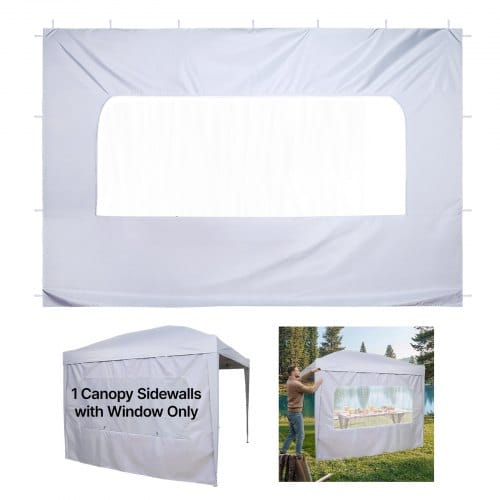 VEVOR 1x Seitenwand für Pavillon, Seitenteil für 3 x 3 m Faltpavillon, Wasserfeste Seitenplane mit Sonnenschutz PU-Beschichtung, inklusive Reißverschluss & Fenster für Outdoor-Events Marktstände, Weiß