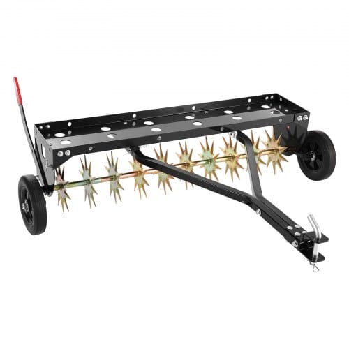 VEVOR Rasenlüfter für Aufsitzmäher 1m, Aerifizierer für Rasen mit 5 cm Arbeitstiefe & Rollen, Rasenbelüfter aus Stahl für Rasentraktor, Rasenpflege 54kg Belastbar für Verdichtete Böden Garten, Schwarz