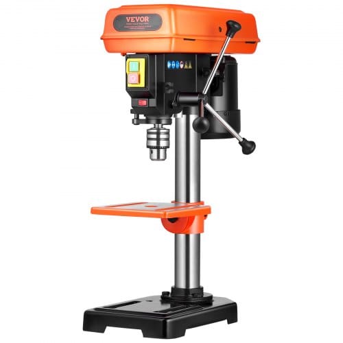VEVOR 203,2 mm Tischbohrmaschine, 500 W Induktionsmotor, Säulenbohrmaschine mit 500 bis 2500 U/min einstellbarer Drehzahl, 0–45° neigbarer Arbeitstisch, LED, Standbohrmaschine für Holzmetall