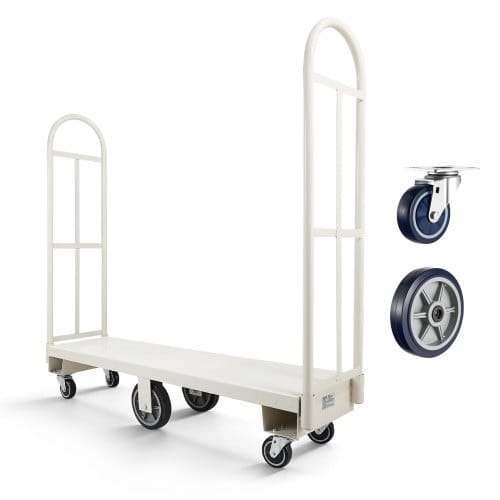 VEVOR Plattformwagen 907 kg, Schwerlast-Transportwagen, Industrieller Lagerwagen mit 6 Rädern & zwei abnehmbaren Griffen, für Lagerhallen, Werkstatt, Fabrik, 1525x410x1510 mm Rollwagen