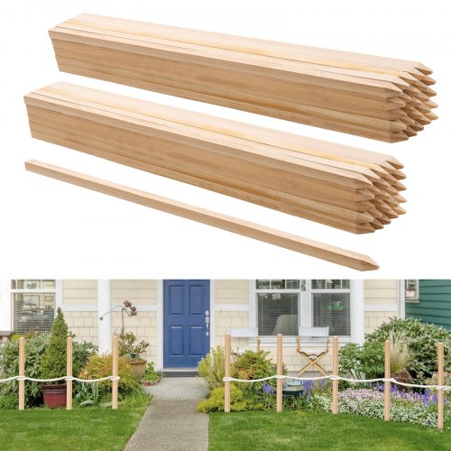 VEVOR Holzpfähle, 50 Stk. 19,05x19,05x914,4 mm Holzpflöcke, Holzpfosten mit scharfer Spitze, Zaunpfähle aus Tannenholz, Wegweiser für Schlammzäune, Hinterhofbegrenzungen, Grundlinien