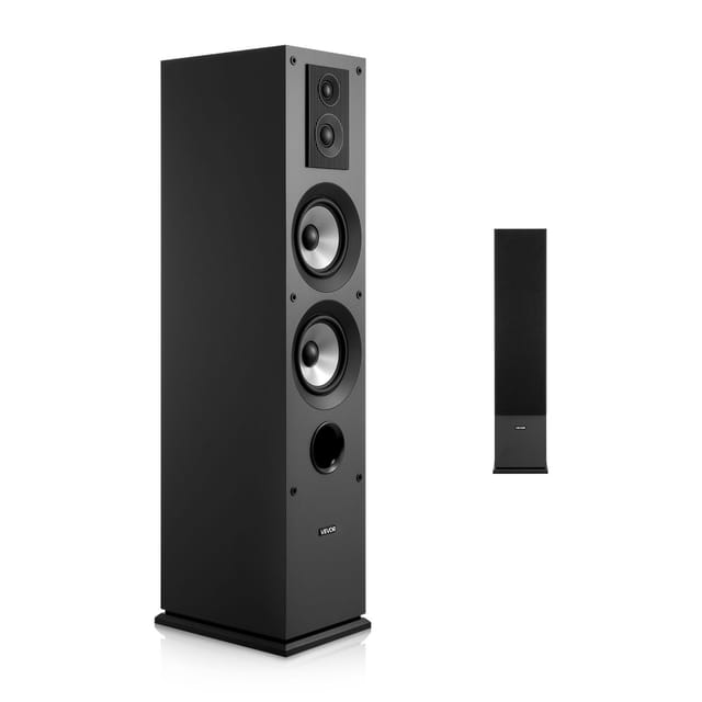 VEVOR Passiv Standlautsprecher, 3-Wege-System mit 1,91/2,54 cm Hochtöner, Dual 13,34 cm Tieftöner, 145 W Spitzenleistung, 70 Hz–20 kHz Frequenzgang, MDF-Gehäuse, für Home Audio, Single