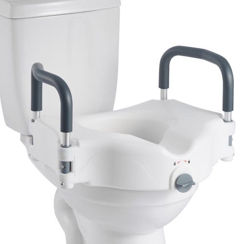 VEVOR Toilettensitzerhöhung Toilettenerhöhung mit gepolsterten Armlehnen & 136 kg Tragkraft & 127 mm Hubhöhe, erhöhter Toilettensitz für ältere Menschen Senioren Behinderte Schwangere