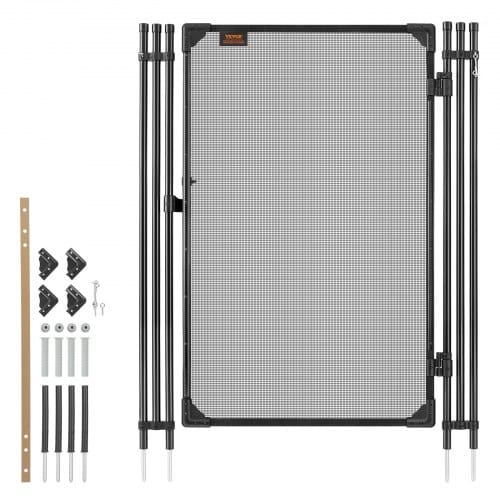 VEVOR Poolzaun Tor 1,2x0,75 m, Tür für Poolschutzzaun Kinderschutzzaun, Sicherheitstor-Set mit Metallriegel, 352 g/m² Teslin-PVC-Gewebe, Rundrohr, Abschließbar, für Schwimmbecken, Schwarz