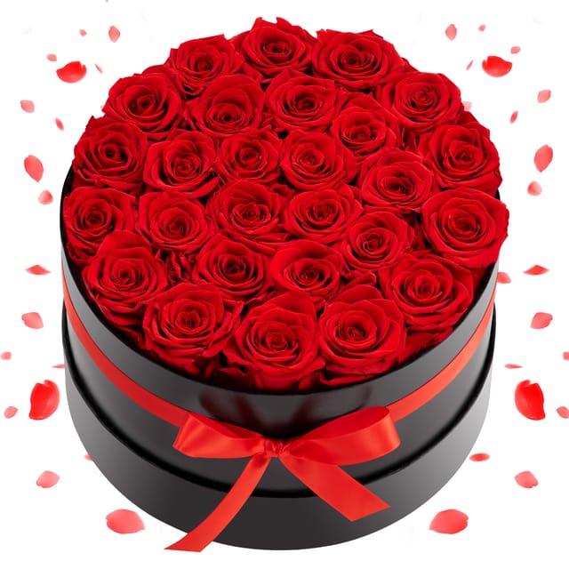 Vevor 27 Stk. Ewige Rosen In Runder Box, Konservierter Blumenstrauß, Blumen Geschenkbox Für Ihre Frau, Mütter, Liebespartner, Zur Hochzeit, Zum Muttertag, Valentinstag, Weihnachten, Rot