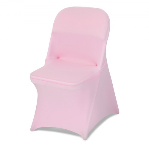 VEVOR Stuhlhussen Stuhlbezug Stretch 50 Stk. waschbarer & abnehmbarer Stuhlüberzug aus Polyester-Spandex für Hochzeitsfeiern Esszimmerbankette, passend für Klappstühle (45 x 46 x 77 cm) Pink