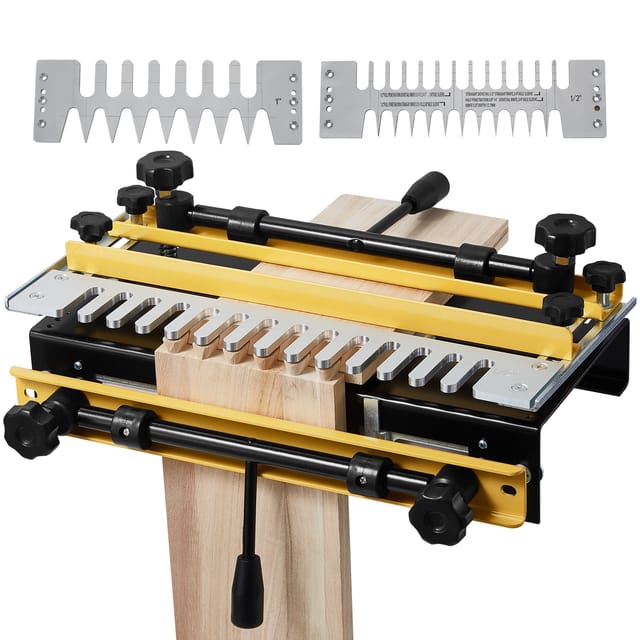 VEVOR Zinkenfräsmaschine, 31 cm Breit, Zinkenfräsgerät mit 4 Fräsern & 3 Schablonen, Zinkenfrässchablone, Präzise Ausrichtung, Werkzeug für Zapfenverbindungen in Möbel- & Schrankherstellung