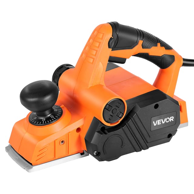 VEVOR Elektrohobel, 82 mm Schnittbreite, 900 W, 14500 U/min, Handhobel für Holz, mit einstellbarer Schnitttiefe, 2 Klingen, für Holzbearbeitung, Holzfasen, Heimwerkerarbeiten, Hobelmaschine