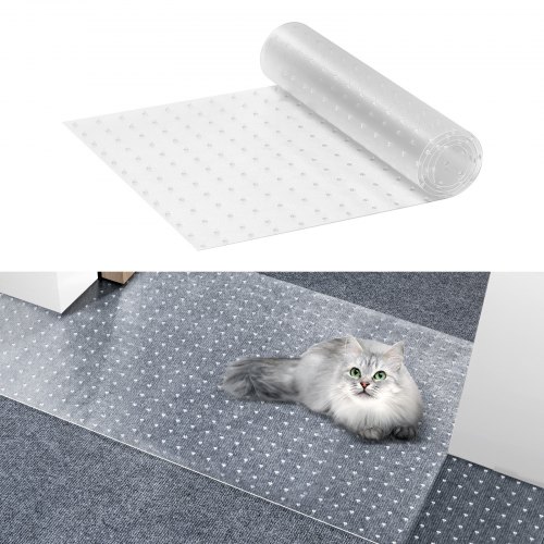VEVOR Teppichschutz für Haustiere, 38,1 x 1,22 m, kratzfester PVC-Katzenteppichschutz für den Türrahmen, rutschfeste Katzenkratzschutzmatte, leicht zuschneidbarer Kunststoff-Teppichkratzstopper