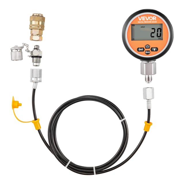VEVOR digitales Hydraulikdruck Testkupplungsset, 10000 PSI Druckmessgerät Manometer Tester mit 1 Manometer & 1 Testkupplung & 1 Schnellkupplung & 1 Schlauch für Bagger Baumaschinen