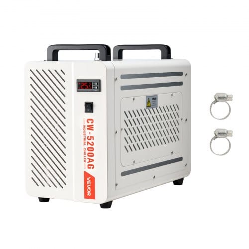 VEVOR Industrieller Wasserkühler 1,6 kW, Wasserkühlsystem mit Kompressor, 7-L-Tank, max. Durchfluss 13 L/min, Industrial Water Chiller für CO2-Lasergravur- & -schneidmaschinen