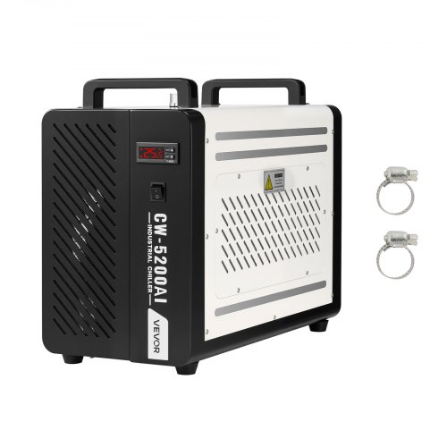 VEVOR Industrieller Wasserkühler 1,6 kW, Wasserkühlsystem mit Kompressor, max. Durchflussmenge 16 L/min, Tankinhalt 7 L, Industrial Water Chiller für CO2-Lasergravur- & -schneidmaschinen