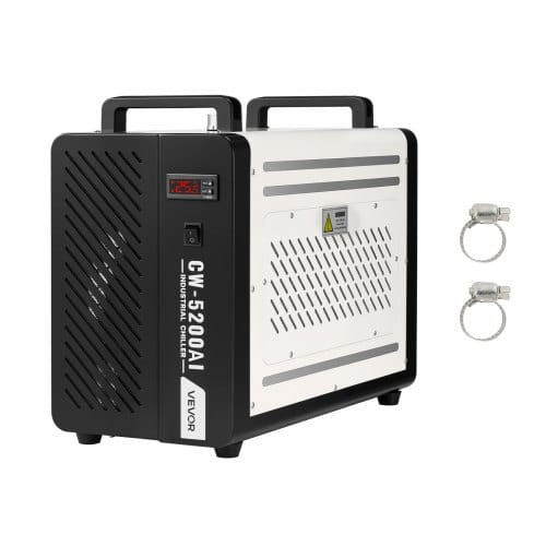 VEVOR Industrieller Wasserkühler 1,6 kW, Wasserkühlsystem mit Kompressor, max. Durchflussmenge 16 L/min, Tankinhalt 7 L, Industrial Water Chiller für CO2-Lasergravur- & -schneidmaschinen