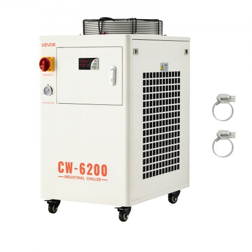 VEVOR Industrieller Wasserkühler, 5 kW, Wasserkühlsystem mit Kompressor, 15 L Tankinhalt, max. Durchflussrate 70 L/min, Industrial Water Chiller für CO2-Laser-Röhrengravur- & Schneidemaschinen
