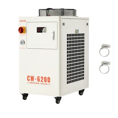 VEVOR Industrieller Wasserkühler, 5 kW, Wasserkühlsystem mit Kompressor, 15 L Tankinhalt, max. Durchflussrate 70 L/min, Industrial Water Chiller für CO2-Laser-Röhrengravur- & Schneidemaschinen