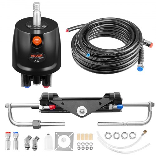 VEVOR Hydraulisches Außenborder-Lenkset, 110kW (150 PS), Marine-Bootshydrauliklenksystem, mit 6,9 MPa Steuerpumpe, Zweiwege-Sperrzylinder & 7,9 m langen Schläuchen, für Einzelsteuerstand, Einzelmotor