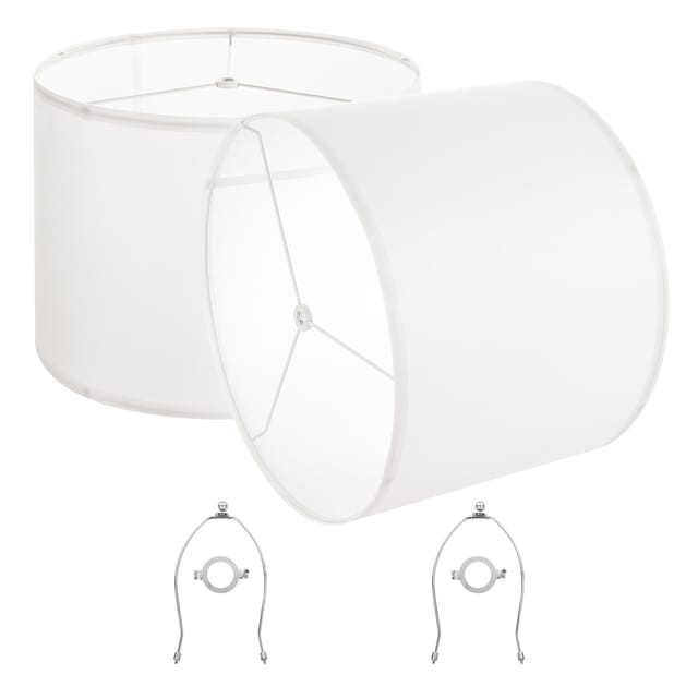 VEVOR Lampenschirm Trommel 40 x 40 x 30 cm (oben x unter x hoch), 2 Stk. große Ersatzschirme aus Leinen + PVC, Lampenschirm mit Harfe für Tischlampen Stehlampen Pendelleuchten (Cremeweißes Leinen)