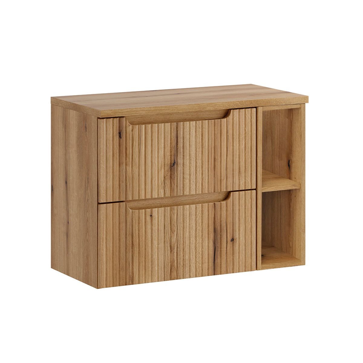 Waschtischunterschrank 80cm 2 Schubladen 2 Fächer Riva Holz