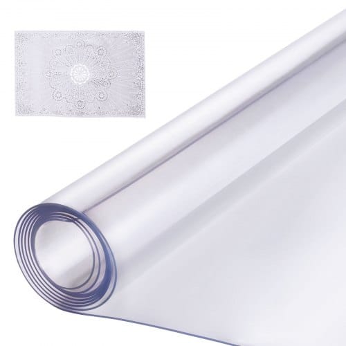 VEVOR Kunststoff-Tischdecke, 61 x 243 cm, 1,5 mm dick, transparenter Tischschutz, rechteckige PVC-Schreibtischunterlage, wasserdichte und leicht zu reinigende Schreibtischunterlage, Tischdecke, für Büro, Kommode, Esszimmertisch, Nachttisch