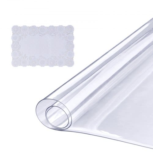 VEVOR Tischfolie Tischschutz Transparent 1,5 mm Dicke, Tischschutz-Folie PVC 457 x 925,4 mm Rechteckige Tischdecke Tischfolie Abwaschbar Verschleißfest Hitzebeständig Wasserdichte Tisch-Schutzfolie