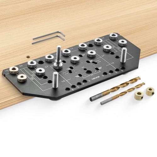 VEVOR Regalstiftlehre und Scharnierlehre Bohrschablone für Schrankbeschläge aus Aluminiumlegierung mit 6,4- und 4,8-mm-Bohrern, Bohrschablone für Schranktüren Bücherregale Kleiderschränke