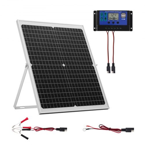 VEVOR 12V Monokristallines Solarpanel-Kit, Solarbatterieladegerät mit intelligentem MPPT-Controller & verstellbarer Halterung, IP67 wasserdicht für Auto, Boot, Wohnmobil, Motorradanhänger