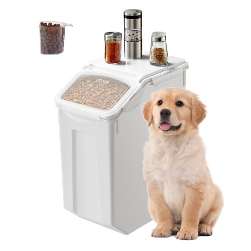 VEVOR Reis-Aufbewahrungsbehälter Vorratsdosen 20 L Hundefutterspender, Behälter für Küchenzutaten Getreide Müsli Mehl, Tierfutterbehälter mit Rädern Messbecher luftdichter Deckel, 1 Packung