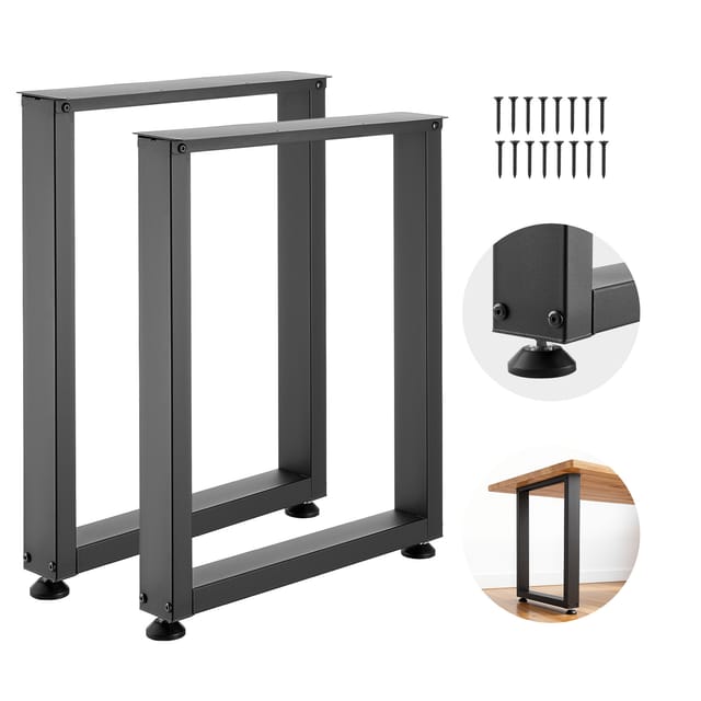 VEVOR Tischkufen aus Vierkantprofilen 2er-Set 600x750 mm, Tischuntergestell max. 1000 kg, Tischbeine, Möbelfüße, Tischgestell, Tischfüße für Schreibtische, Couchtisch, Esstische, Schwarz