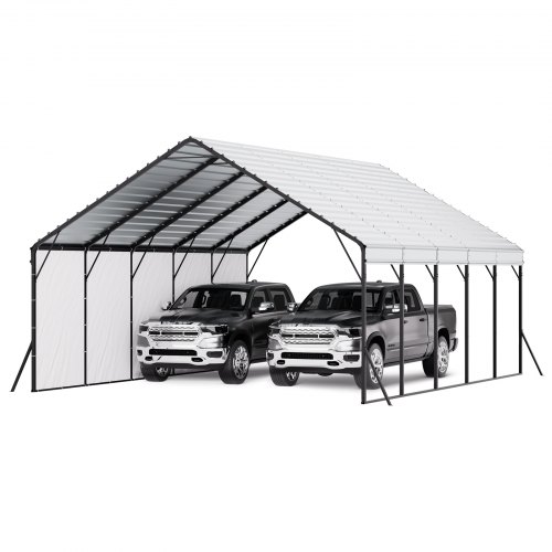 VEVOR Carport, 5,8x7,45x3,77 m, Lagerzelt mit stabilem Rahmen und Dach, Autounterstand mit abnehmbaren Seitenwänden, Mehrzweck-Garagezelt für Pickup, Boot, LKW und Traktoren