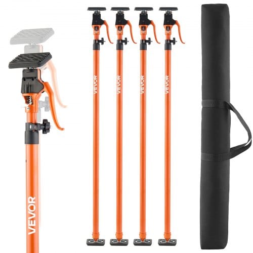 VEVOR Einhandstütze, 4 Stk., Deckenstütze 125–291cm, Teleskopstütze aus Stahl, Montagestütze bis zu 90kg Kapazität zum Installieren von Schränken, Anheben von Trockenbauwänden, Frachtstangen