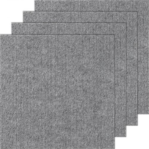 VEVOR Teppichfliesen, 30,5 x 30,5 cm, selbstklebende Teppichboden, weich gepolsterte Bodenbelag, einfache DIY-Installation für Schlafzimmer, Wohnzimmer, drinnen und draußen (12 Fliesen, hellgrau)