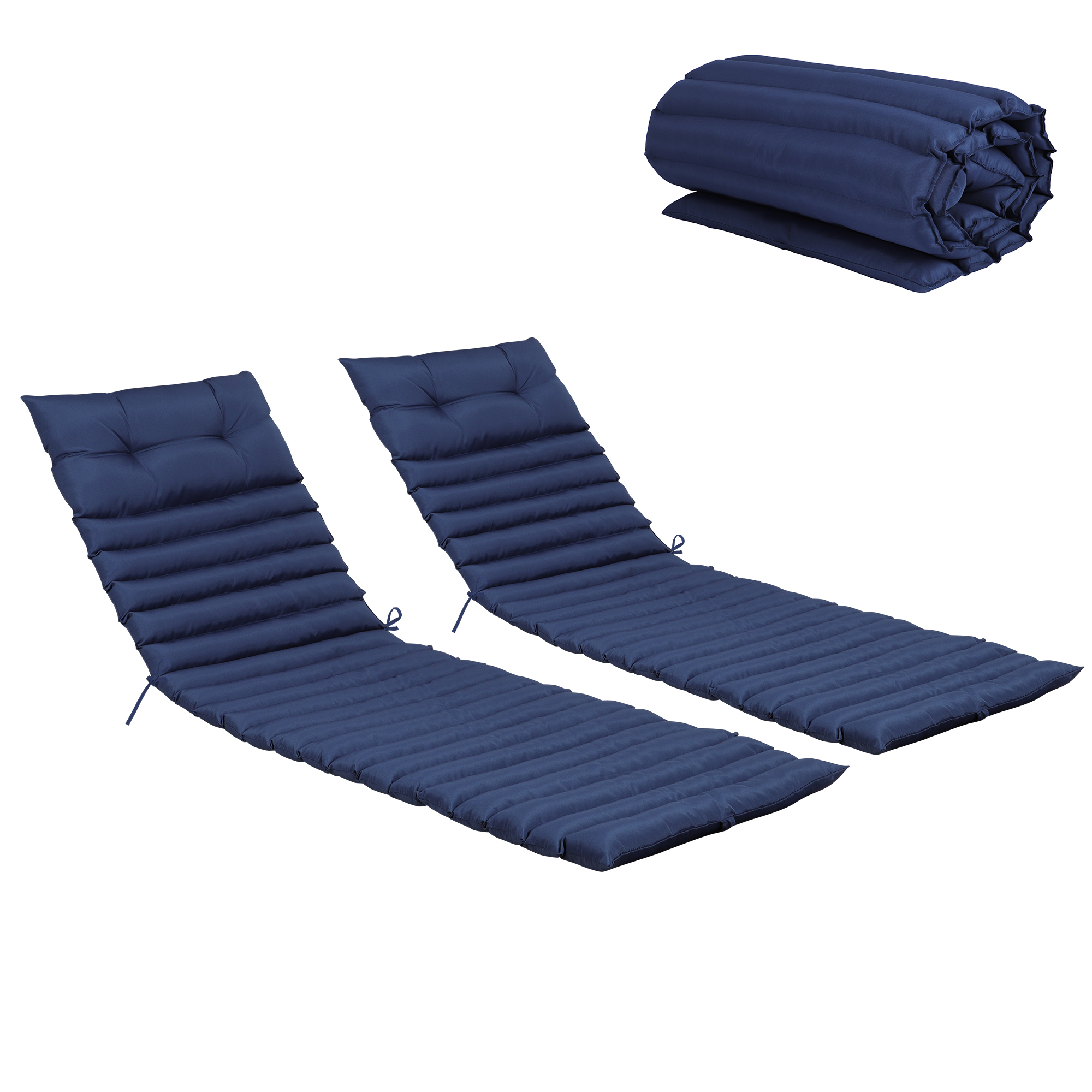 Elvmi Gartenliegenkissen Mit Befestigungsbändern Und Verstellbarem Gurt, Aus Polyester, Blau