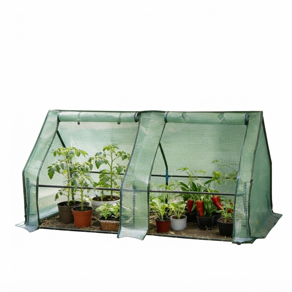 Elvmi Foliengewächshaus Mit 2 Aufrollbaren Reißverschlusstüren, Stahlrohrgestell Und Pe Grün 180 X 90 X 90 Cm