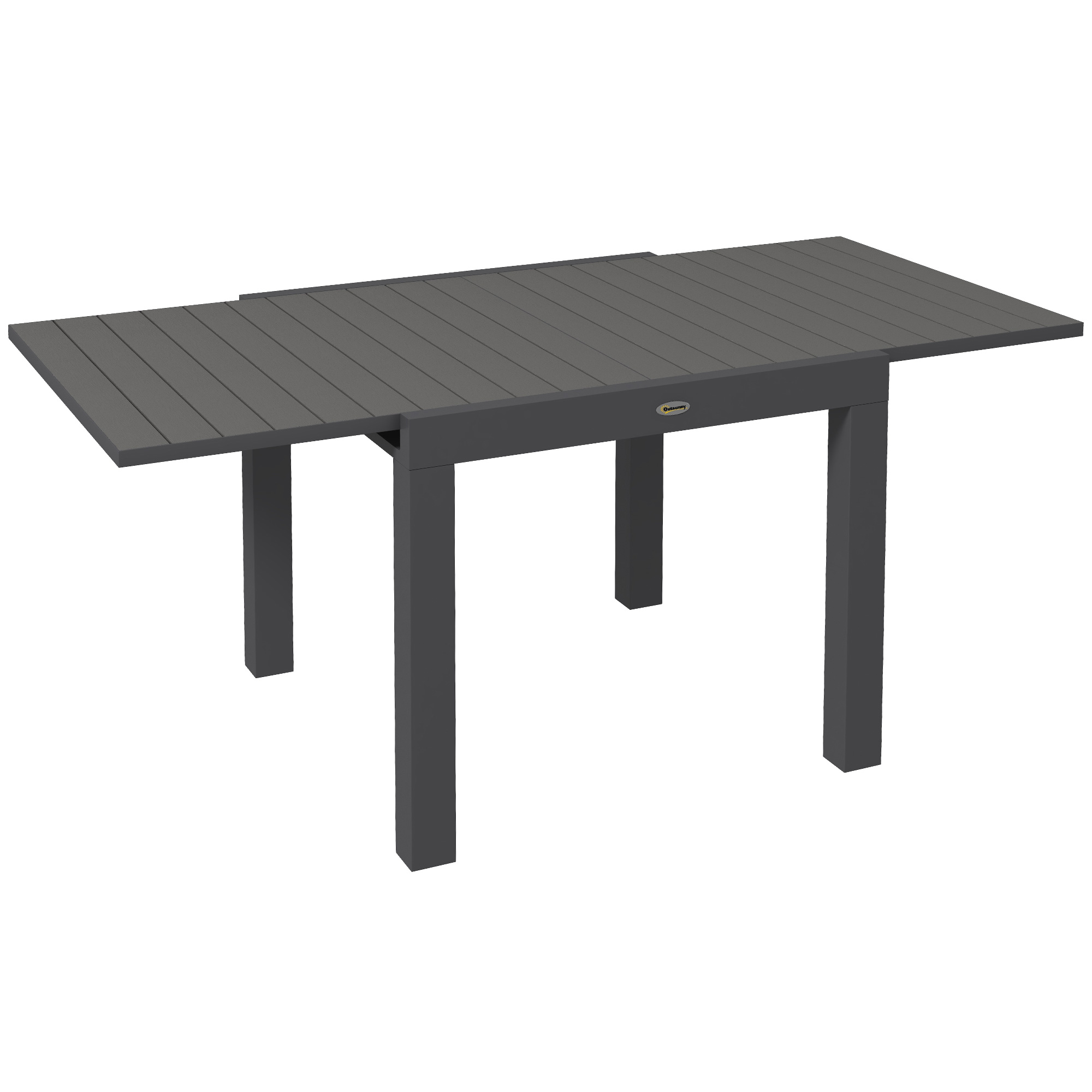 Elvmi Ausziehbarer Gartentisch Für 6 Personen Mit Verstellbaren Füßen, Aus Aluminium, 81/162 X 80 X 75 Cm, Grau