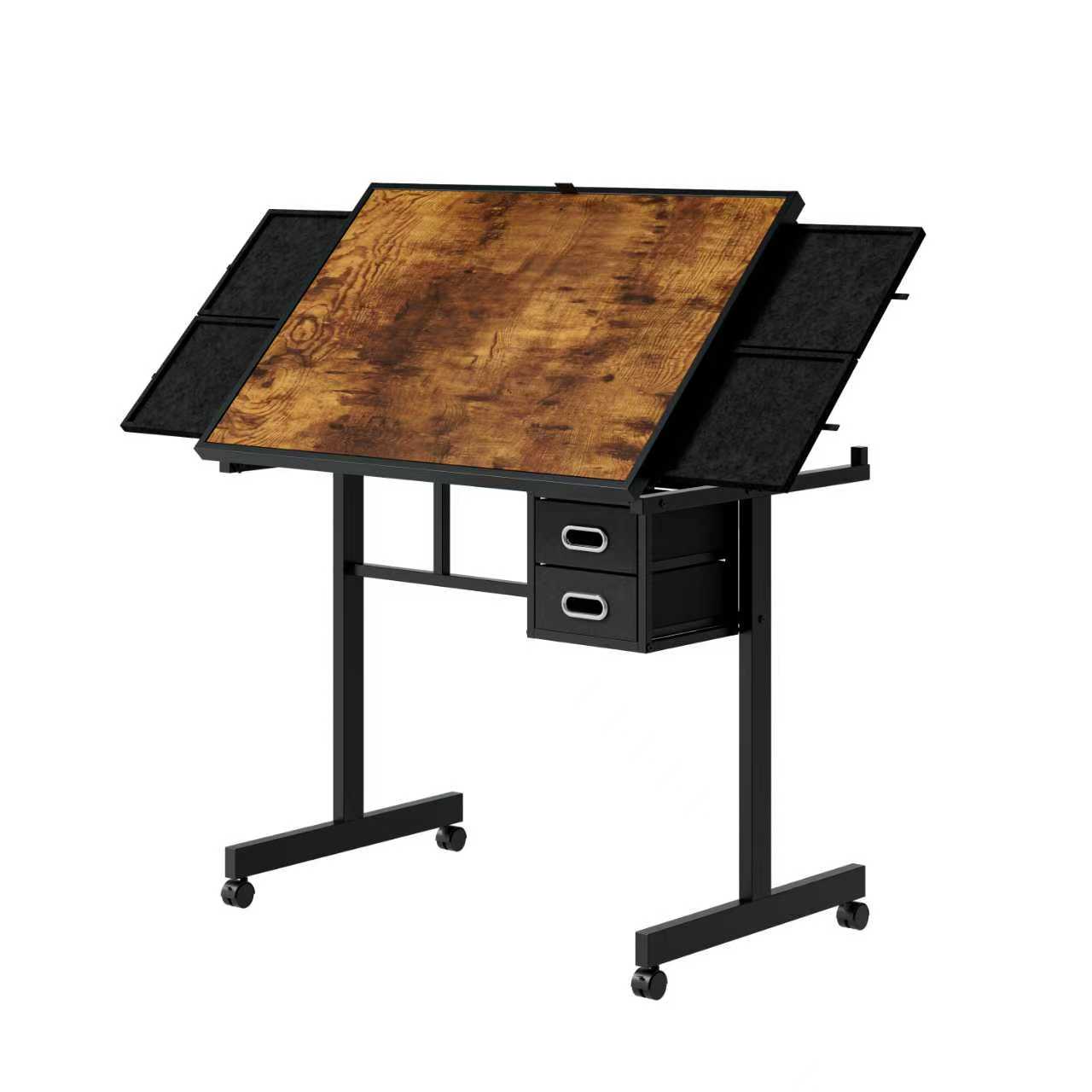 Elvmi Puzzletisch Für 1000 Teile Mit 4 Schubladen, Abdeckung Und Rollen, Schwarz, 98.0 X 64.5 X 11.5 Cm