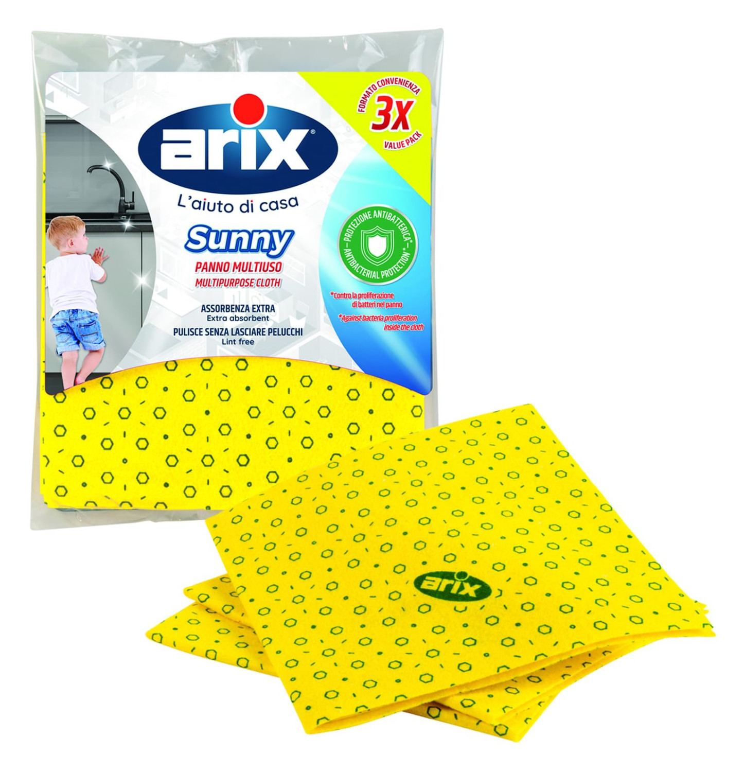 Arix Sunny Antibakterielle Multifunktions-tücher 36x38 Cm - Set Von 3