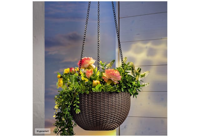 HTI-Living Blumenampel 2er Set Rattanoptik Braun