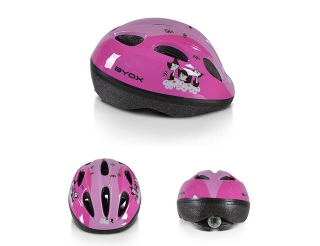 Byox Kinder Schutzhelm Y03 Größe S 48-54 cm einstellbar LED-Beleuchtung 8 Löcher pink