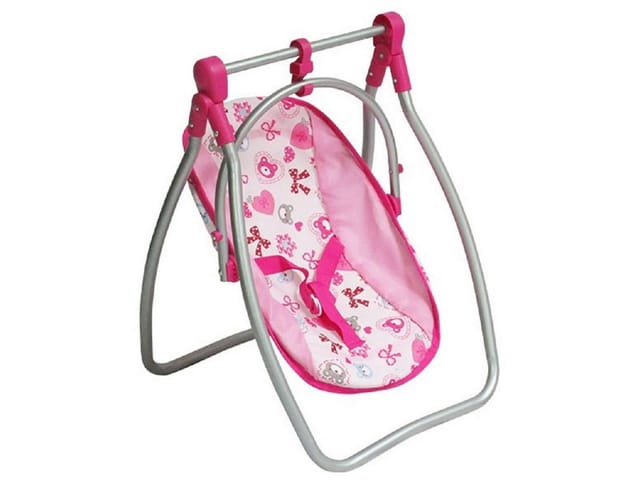 Moni Puppenhochstuhl und Puppenwippe Bär 9397C, Sicherheitsgurt Bechervertiefung