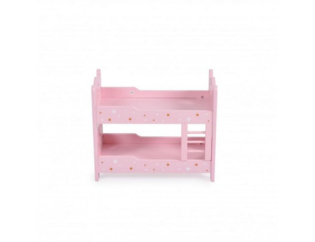 Moni Puppenbett PH12A003 Holz, Stockbett, Maße 31 x 16 x 26 cm, Leiter, Sterne rosa